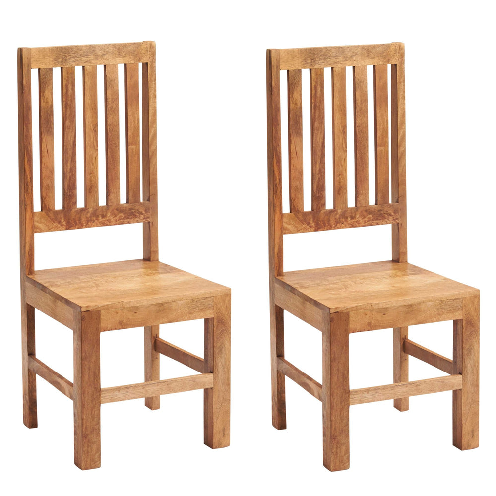 Maya Light Mango Wood Slat Back Dining Chairs - Set Of 2 - The Furniture Mega Store 