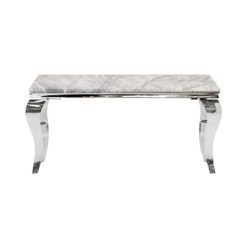 Louis Grey Marble Top & Polished Steel Console Table - 120cm - The Furniture Mega Store 