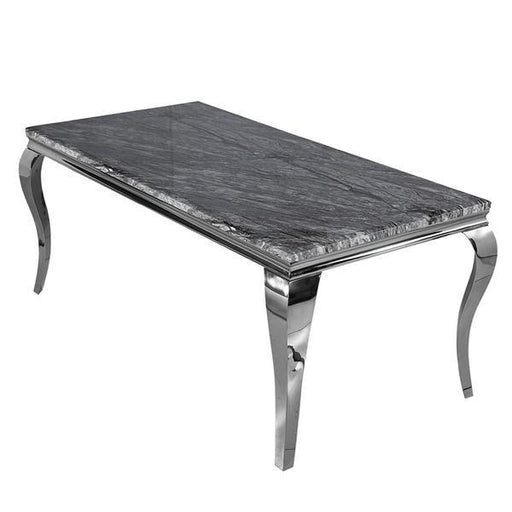 Louis 160cm Dark Grey Marble Dining Table & 6 Louis Grey Velvet Dining Chairs - The Furniture Mega Store 