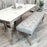 Louis Light Grey Leather Dining Bench & Curved Chrome Legs - 130cm - The Furniture Mega Store 