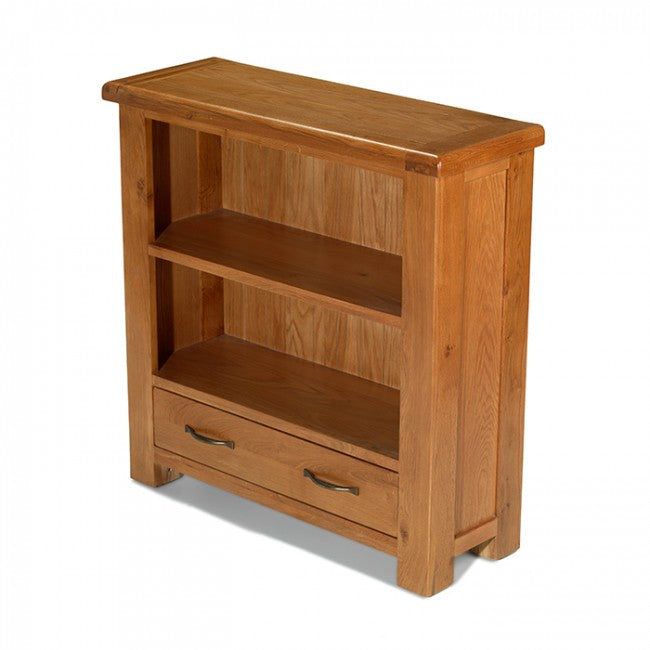 Earlswood Solid Oak 1 Drawer Low Bookcase - The Furniture Mega Store 