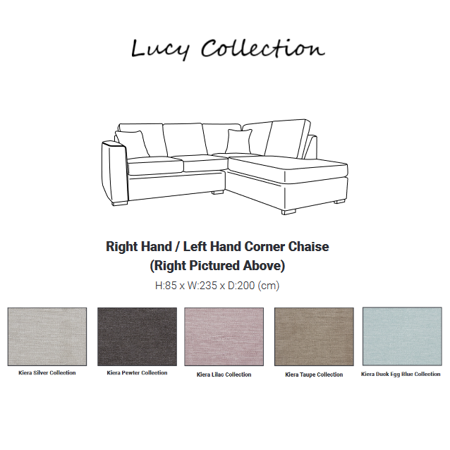 Lucy Fabric Corner Sofa Collection - Choice Of Sizes & Fabrics - The Furniture Mega Store 