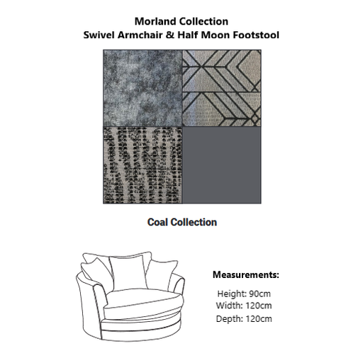 Morland Fabric Cuddle, Swivel Armchair & Footstool Set -  Choice Of Fabrics - The Furniture Mega Store