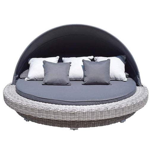 Maddison Round Grey Wicker Garden Day Bed - The Furniture Mega Store 