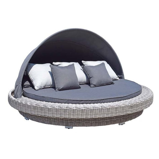 Maddison Round Grey Wicker Garden Day Bed - The Furniture Mega Store 