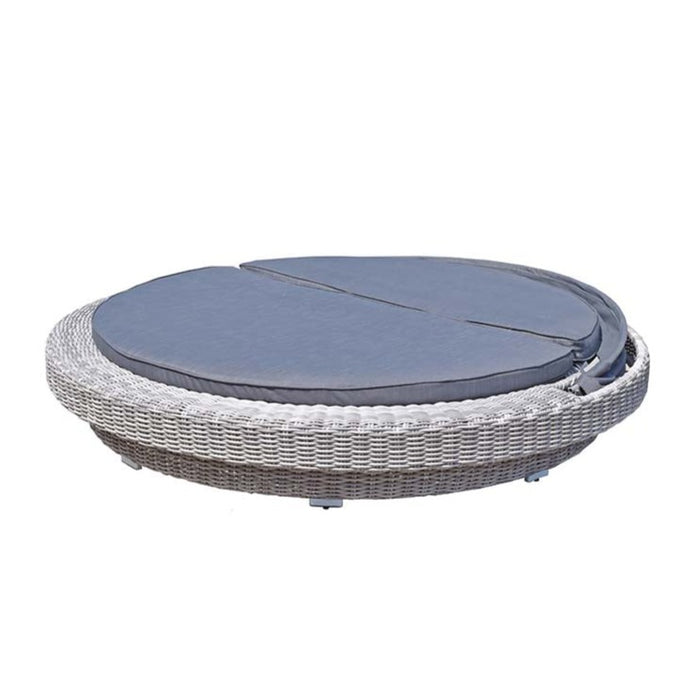 Maddison Round Grey Wicker Garden Day Bed - The Furniture Mega Store 