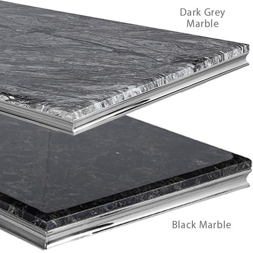 Ariel Marble & Polished Steel Coffee Table - Choice Of Colours - The Furniture Mega Store 