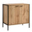 Michigan 2 Door Shoe Cabinet - Oak Effect With Black Metal Frame - The Furniture Mega Store 