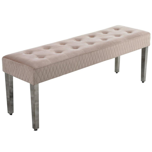 Mink Velvet Tufted Dining Bench With Chrome Legs - 140cm - The Furniture Mega Store 