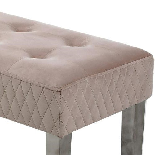 Mink Velvet Tufted Dining Bench With Chrome Legs - 140cm - The Furniture Mega Store 