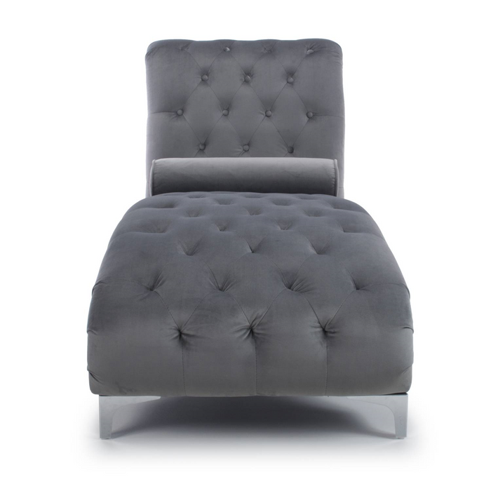 Luxury Grey Velvet Chaise Longue The Furniture Mega Store