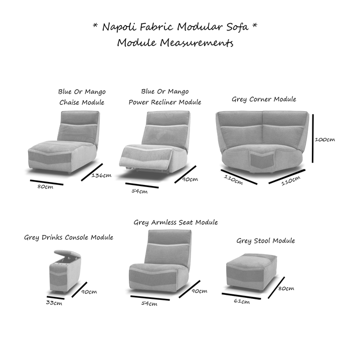 Napoli Fabric Modular Sofa - Various Options - The Furniture Mega Store 