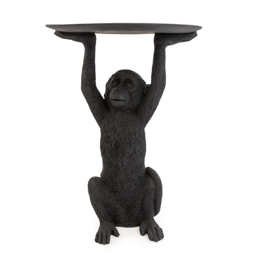 Marcel Monkey Black Resin Side Table - The Furniture Mega Store 