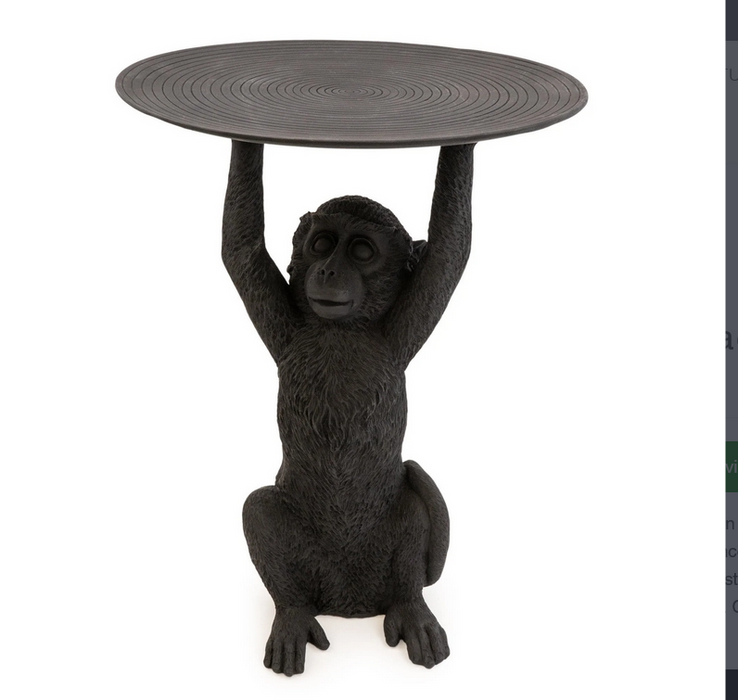 Marcel Monkey Black Resin Side Table - The Furniture Mega Store 