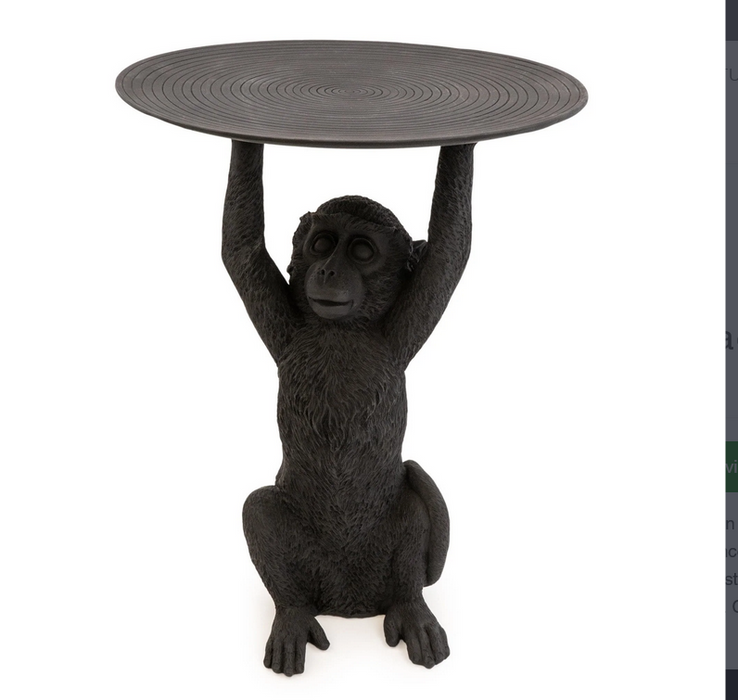 Rustic Monkey Table Marcel Monkey Black Resin Side Table | The Furniture Mega Store