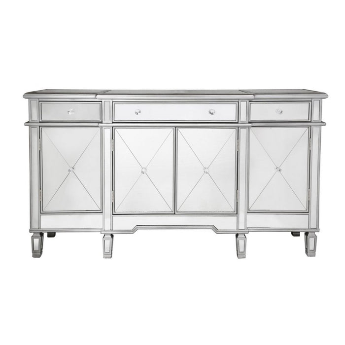 Beaumont Silver 3 Drawer 4 Door Mirrored Sideboard - The Furniture Mega Store 