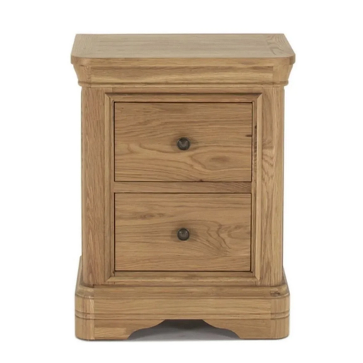 Chambery Natural Oak 2 Drawer Bedside - The Furniture Mega Store