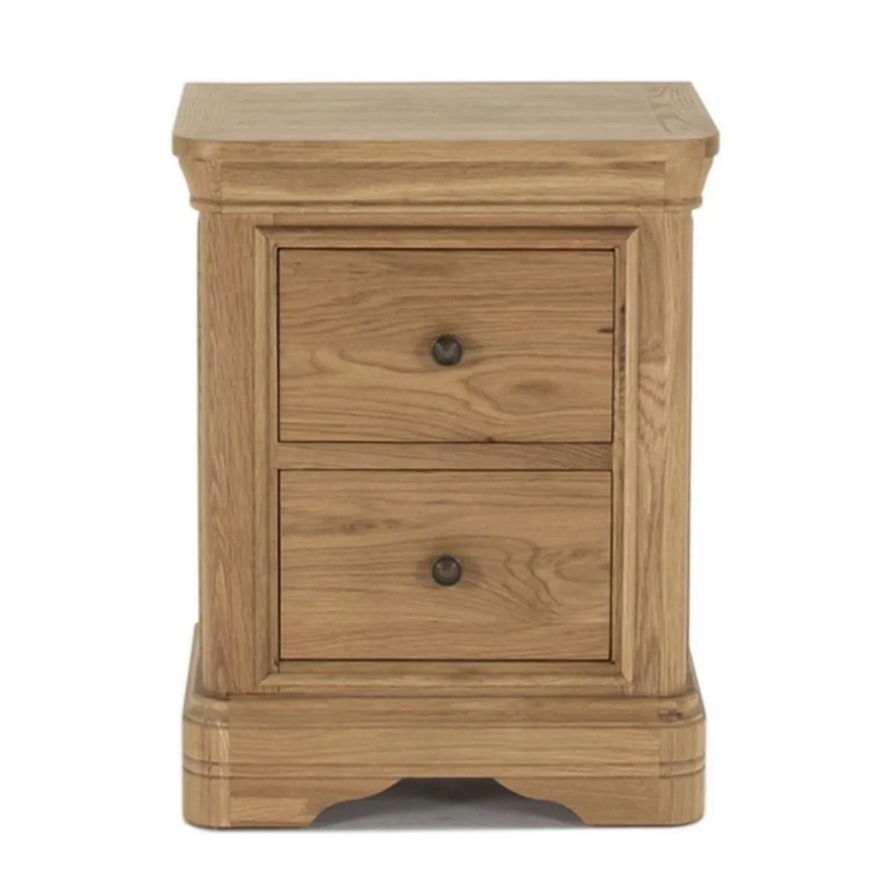 Chambery Natural Oak 2 Drawer Bedside - The Furniture Mega Store 