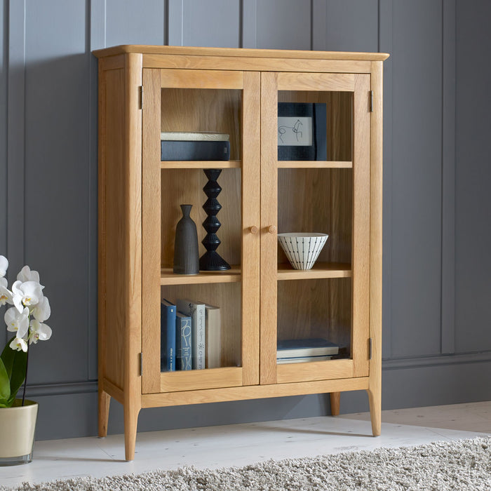 Berkley Nordic Oak Glazed 2 Door Display Cabinet - The Furniture Mega Store 