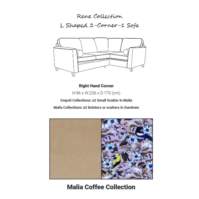 Rene Collection Corner Sofa - Available In A Choice Of Fabrics & Sizes - The Furniture Mega Store 