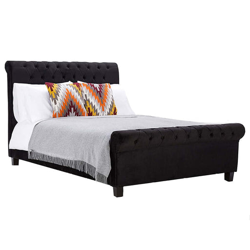 Orbit Black Velvet 4'6 Double Bed - The Furniture Mega Store 