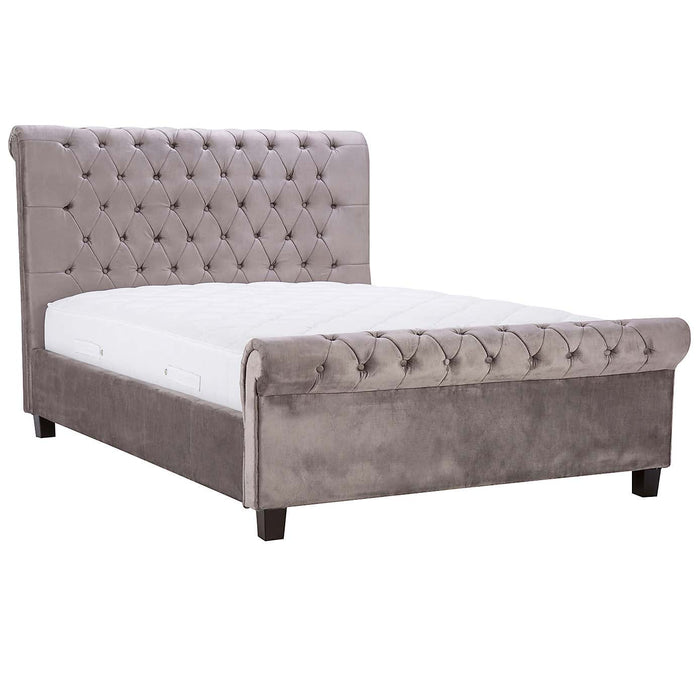 Orbit Silver Velvet 4'6 Double Bed - The Furniture Mega Store 