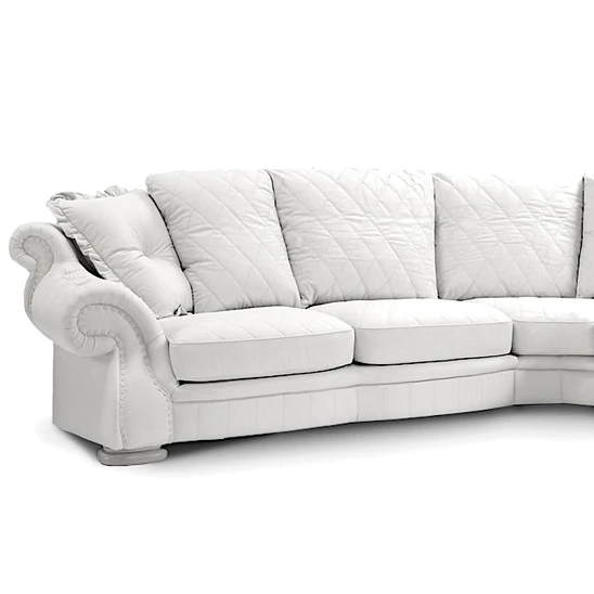 Pendragon Italian Leather Corner Sofa - Choice Of Leathers & Optional Swarovski Crystal Buttons. - The Furniture Mega Store 