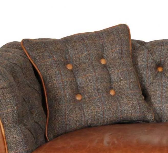 Harris Tweed Filled Piped & Buttoned Scatter Cushion 40 X 40 - Choice Of Tweeds - The Furniture Mega Store 