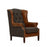 Barney Buttoned Wingback Armchair Moorland Harris Tweed & Vintage Brown Leather - The Furniture Mega Store 