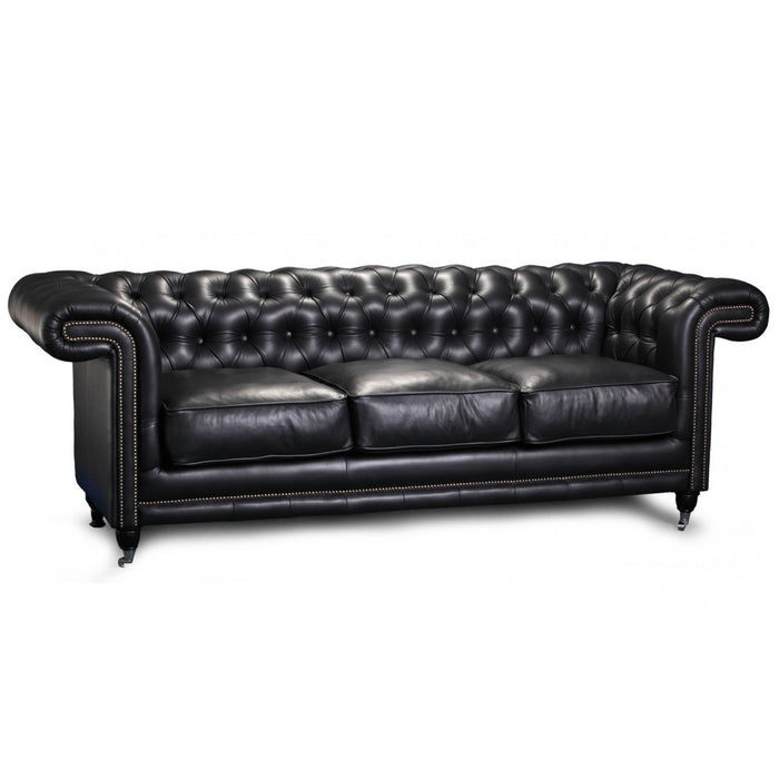 Charles Vintage Leather Square Arm Buttoned Chesterfield Sofa Collection - Choice Of Leathers - The Furniture Mega Store 