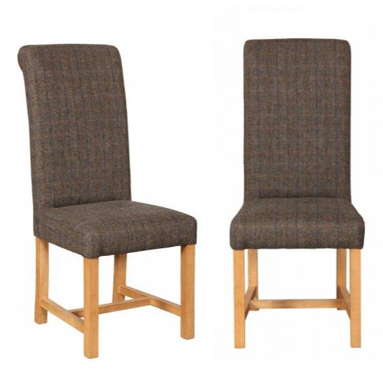 Edwin Rollback Harris Tweed Dining Chair - Choice Of Tweed & Legs - The Furniture Mega Store 