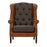 Barney Buttoned Wingback Armchair Moorland Harris Tweed & Vintage Brown Leather - The Furniture Mega Store 