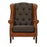 Barney Buttoned Wingback Armchair Moorland Harris Tweed & Vintage Brown Leather - The Furniture Mega Store 