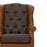 Barney Buttoned Wingback Armchair Moorland Harris Tweed & Vintage Brown Leather - The Furniture Mega Store 