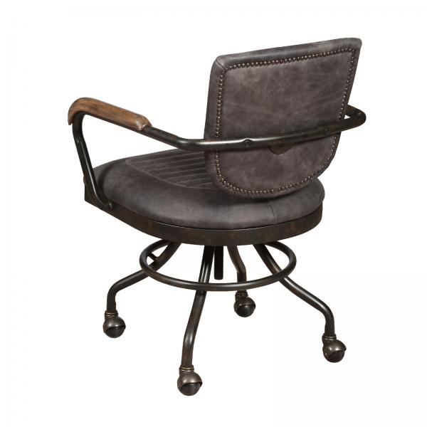 Hudson Height Adjustable Office Chair - Grey Vintage Leather - The Furniture Mega Store 