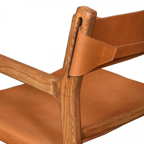 Calne Easy Chair -Genuine Leather Saddle Tan - The Furniture Mega Store 