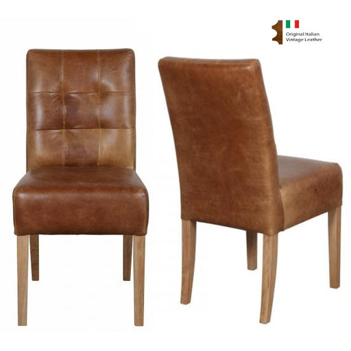 William Vintage Leather Dining Chair - Choice Of Leathers & Legs - The Furniture Mega Store 