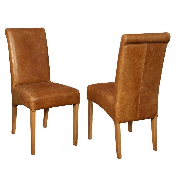 Edwin Rollback Vintage Leather Dining Chair - Choice Of Leathers & Legs - The Furniture Mega Store 