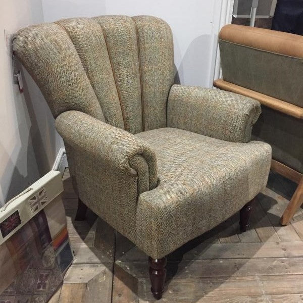 Lily Harris Tweed & Vintage Leather Chair - Choice Of Size - Upholstery & Feet - The Furniture Mega Store 