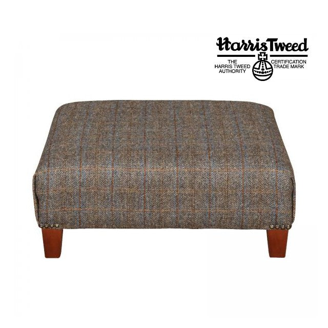 Harris Tweed Pull Out Footstool Choice Of Tweeds Feet & Studs The