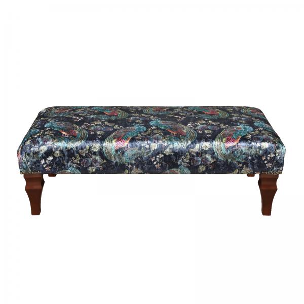 Large Banquet Footstool - Choice Of Fabric - Legs & Studs - The Furniture Mega Store 
