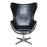 Black Leather Egg Swivel Chair with Deco Back - The Furniture Mega Store 