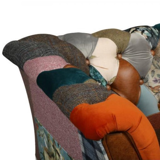 Louis Harlequin Patchwork Chesterfield Sofa Collection - Vintage Leather, Harris Tweed, Velvet & Wool - The Furniture Mega Store 