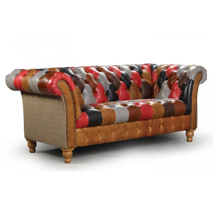 Alderley Vintage Leather Harris Tweed Patchwork Chesterfield Sofa alderley-vintage-leather-harris-tweed-patchwork-chesterfield-sofa