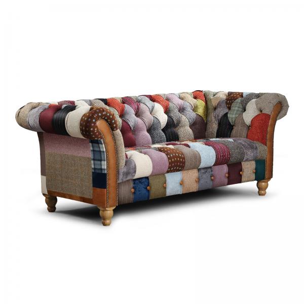 Harlequin Fabric Patchwork Chesterfield Sofa & Chair Collection - The Furniture Mega Store 