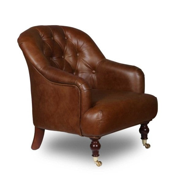 Southwell Tufted Back Occasional Chair Choice Of Vintage Leathers & Feet - The Furniture Mega Store 