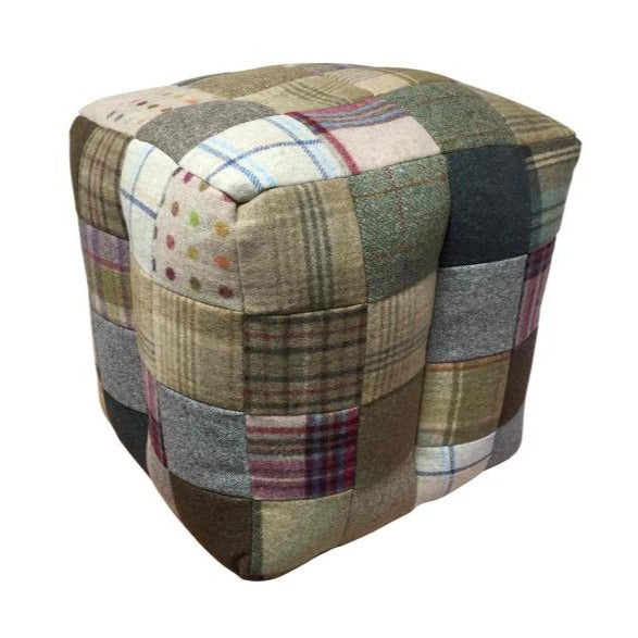 Moon Wool & Harris Tweed Patchwork Square Bean Bag - The Furniture Mega Store 