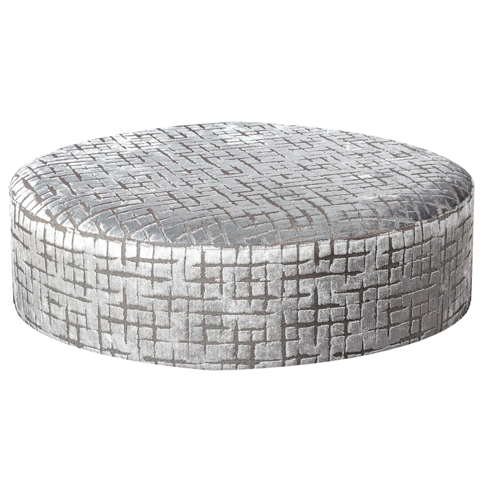Penthouse Steel Fabric Large Round Accent Footstool - The Furniture Mega Store 