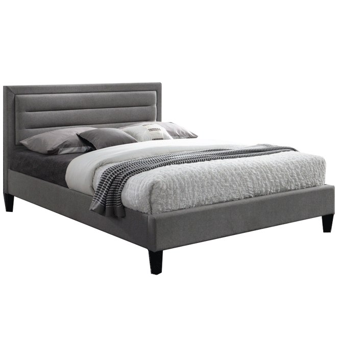 Picasso Grey Marl Fabric Bedstead 4ft 6 Double Bed - The Furniture Mega Store 