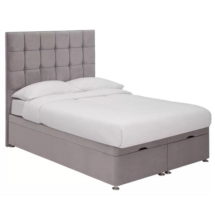 Belgravia Cool Blue Memory Ottoman Front Lift Divan Bed Set - Base + Headboard + Mattress - Choice Of Sizes - The Furniture Mega Store 
